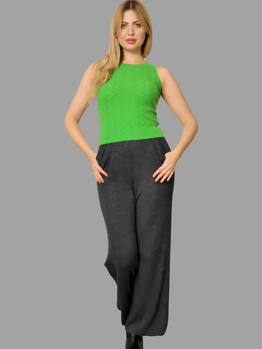 100% Cashmere Women's Knitwear Sleeveless Sweater Cashmere Vest Tank Top Vibrant Green