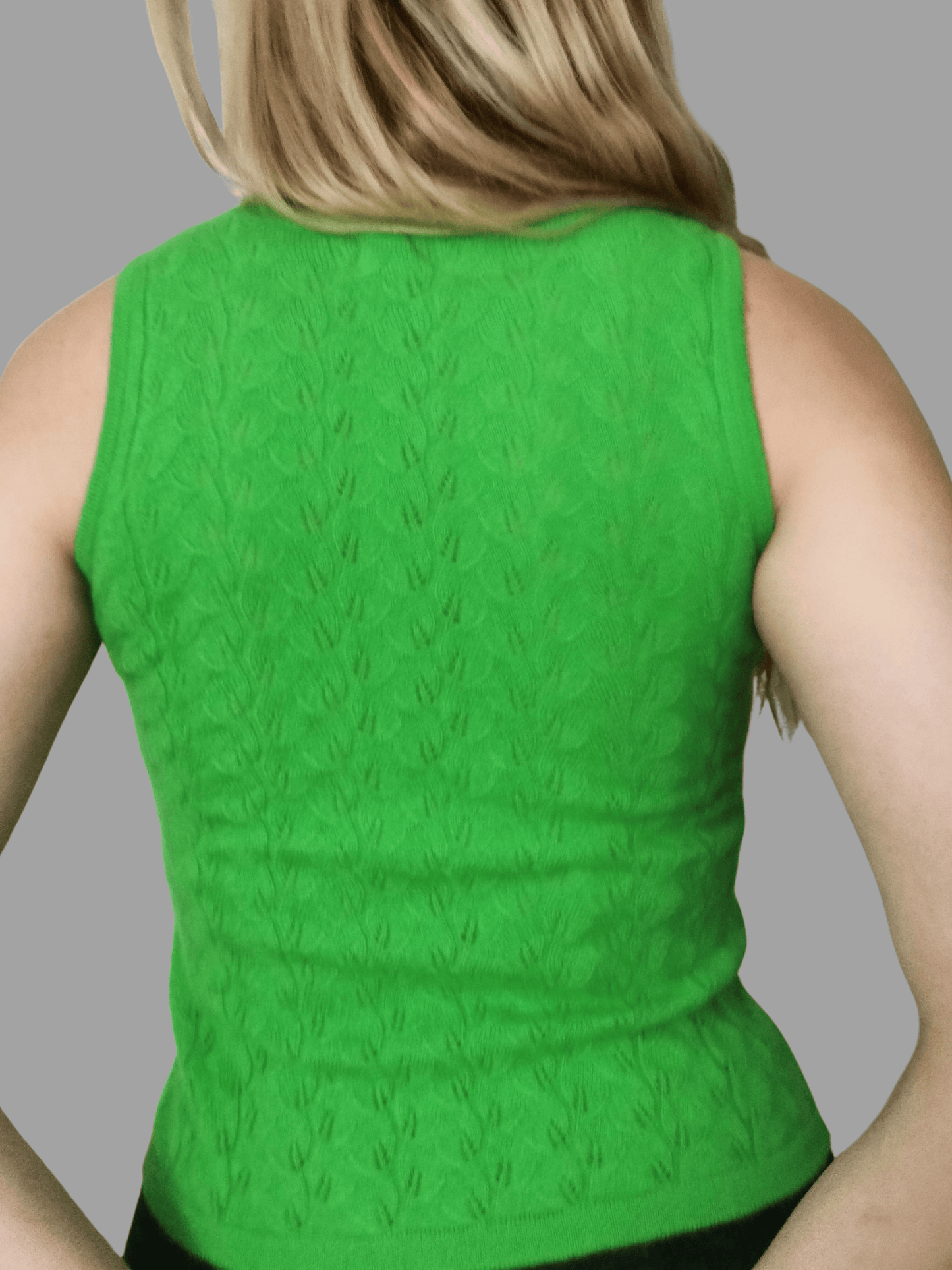 100% Cashmere Women's Knitwear Sleeveless Sweater Cashmere Vest Tank Top Vibrant Green