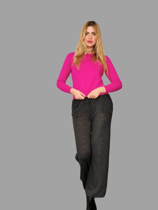 Women's Knitwear Pure Cashmere Crew Neck Jumper Fuchsia