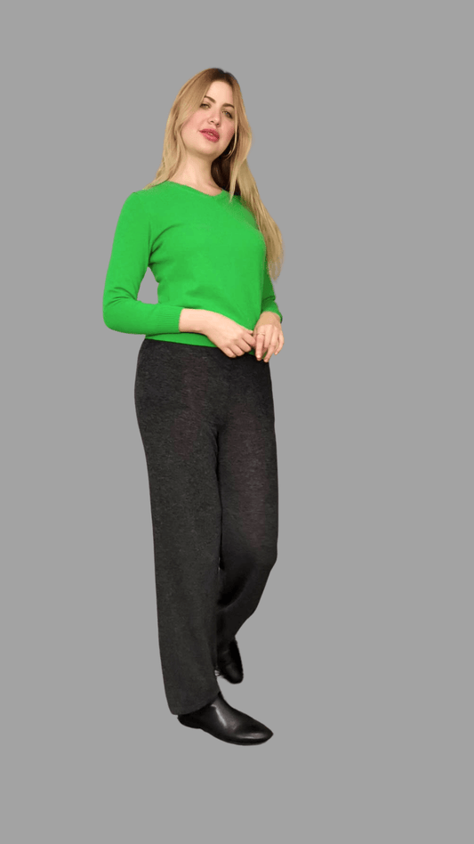 Pure Cashmere V-Neck Jumper Green