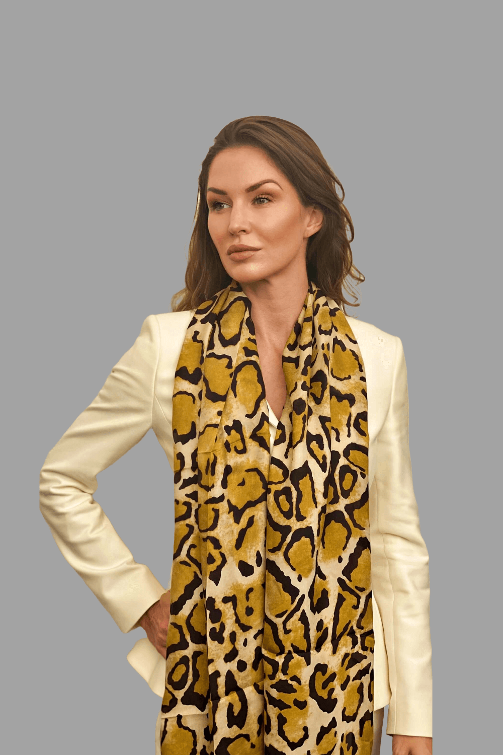Long Silk Scarf Leopard Print