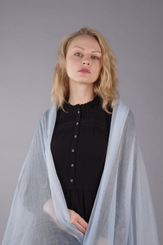 Extra Large Finest Cashmere Shawl Baby Blue - Vshine Silk and Shine