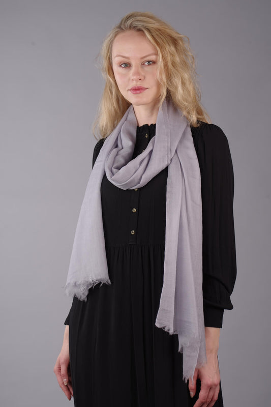 Extra Large Finest Cashmere Shawl Silver - Vshine Silk and Shine