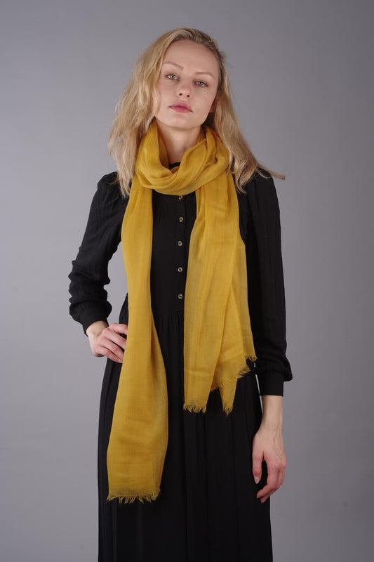 Extra Large Finest Cashmere Shawl Turmeric - Vshine Silk and Shine