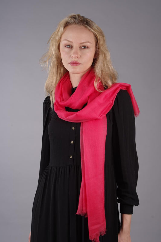 Extra Large Finest Cashmere Shawl Watermellon Pink - Vshine Silk and Shine