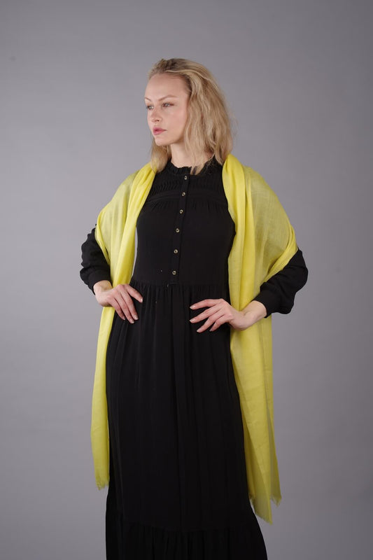 Extra Large Finest Cashmere Shawl Yellow - Vshine Silk and Shine