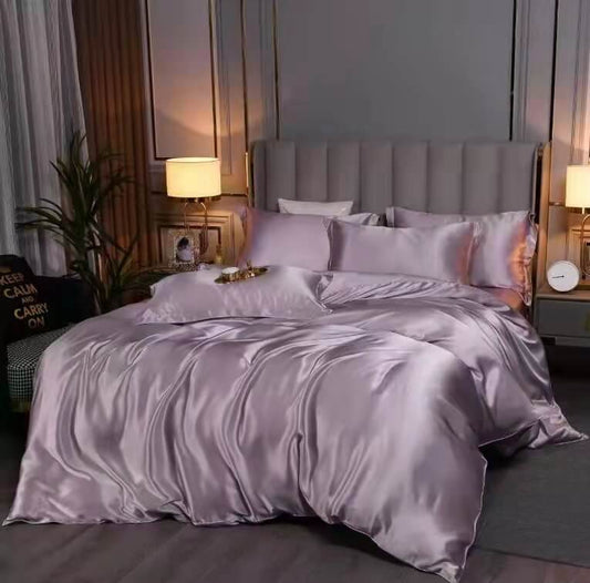Luxury Vshine Silk and Shine Bedding Set Pure Lux Pale Purple - Vshine Silk and Shine