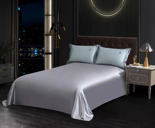 Luxury Vshine Silk and Shine Bedding Set Pure Lux Silver Grey - Vshine Silk and Shine