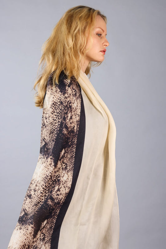 Rainbow Range| Large Silk Scarf Python Print Natural - Vshine Silk and Shine