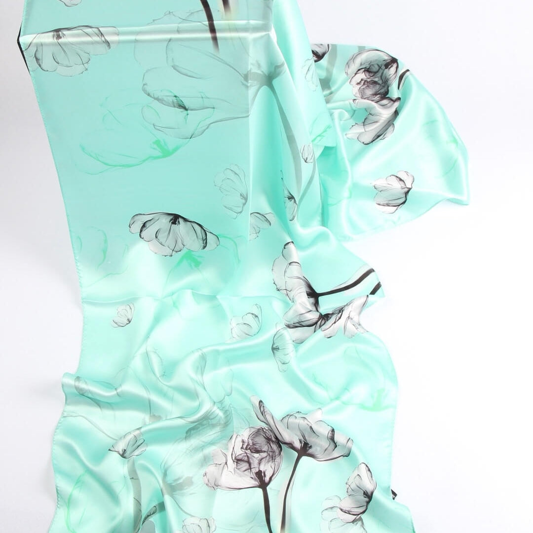 Vshine Silk and Shine Fashion Accessories|Silk Scarf Collections|Blossom Range|Mint Green