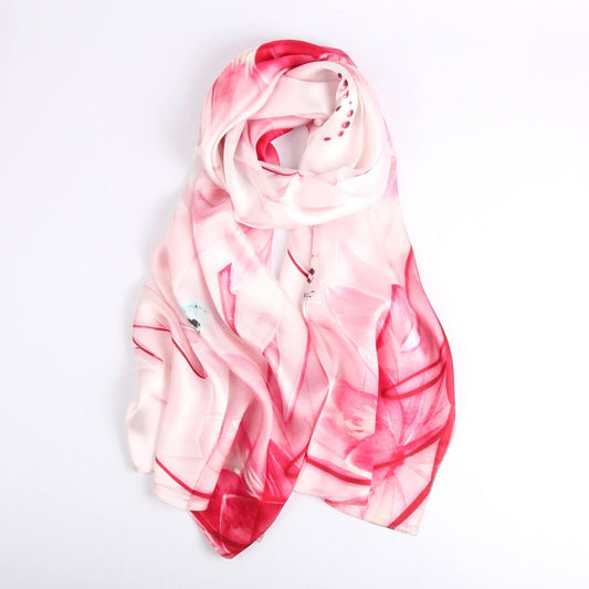 Silk Scarf Collecitons|Blossom Range|Subtle Pastel|Red|Long Silk Scarf - Vshine Silk and Shine
