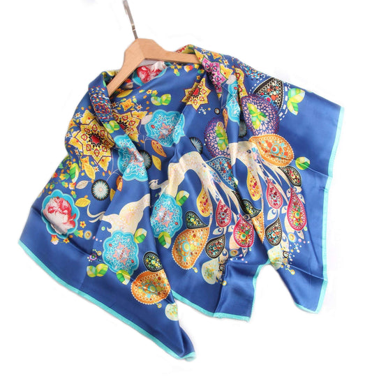 Vshine Silk and Shine Limited Edition Extra Large Silk Scarf Blue