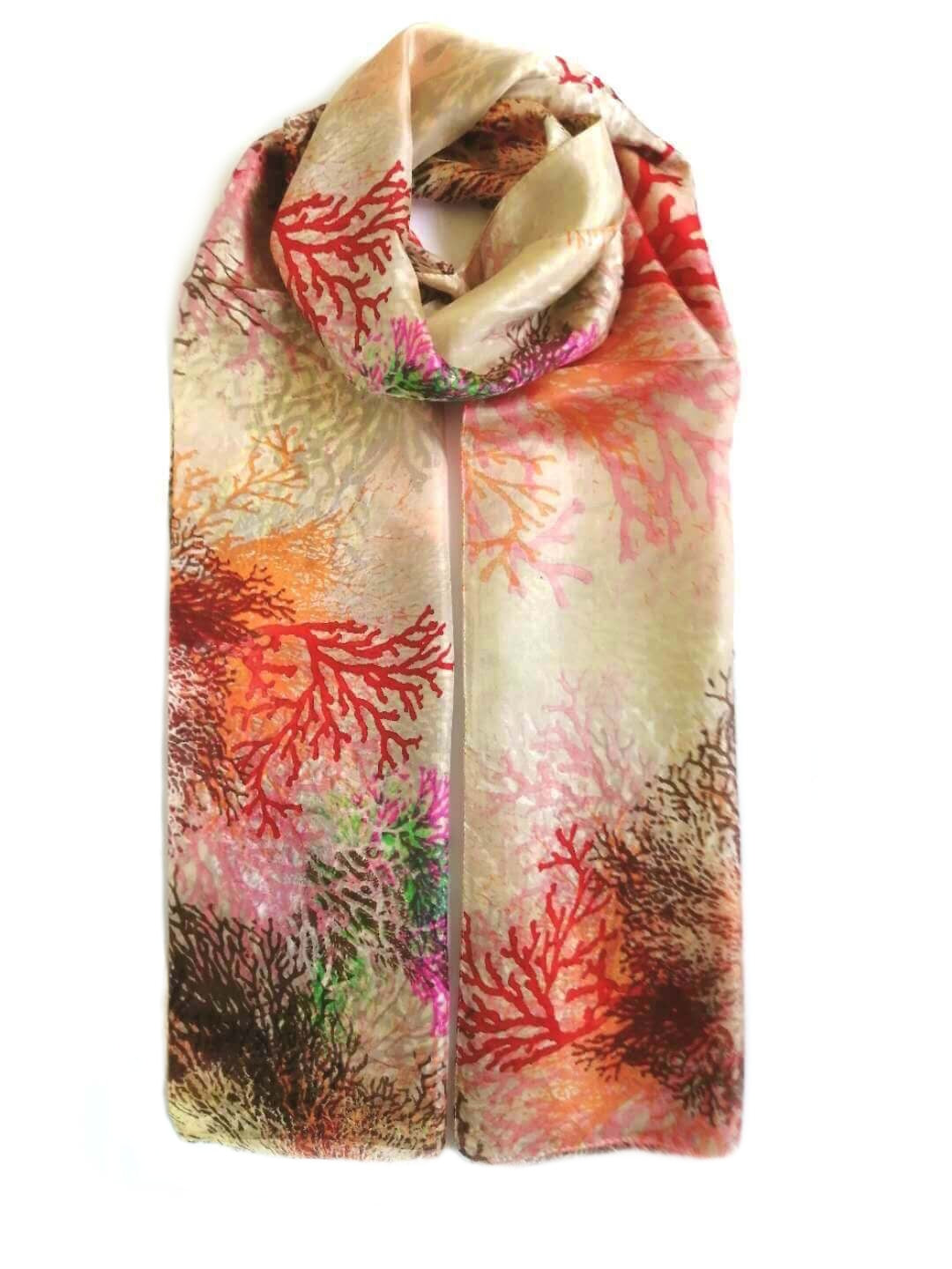 Vshine Soie et Brillance Foulard en soie Grand Foulard En Soie Rainbow Rouge Corail Vshine Silk and Shine