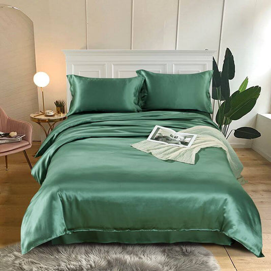 Luxury Silk and Shine Bedding Set Pure Lux Neutral Tone Lush Green - Vshine Silk and Shine