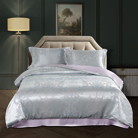 Luxury Silk and Shine Bedding Set Pure Lux Silver Grey - Vshine Silk and Shine