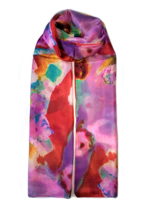 Vshine Silk and Shine Rainbow Range Large Silk Scarf Bloom Pink