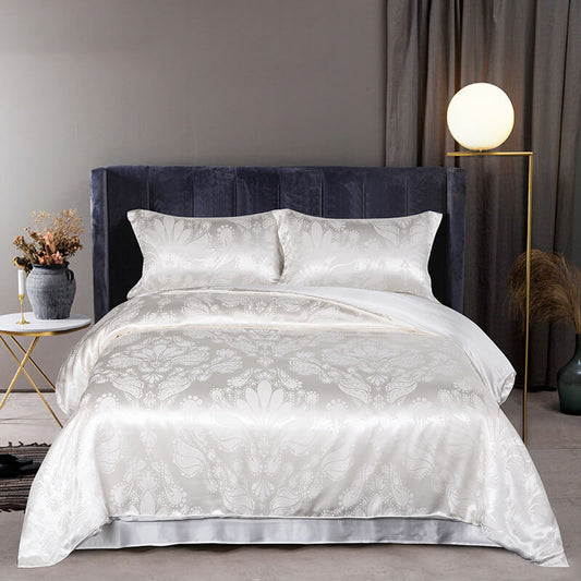 Luxury Silk and Shine Bedding Set Pure Lux Snow White - Vshine Silk and Shine
