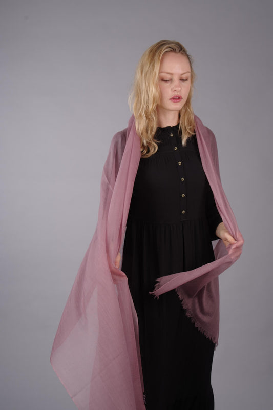 Extra Large Finest Cashmere Shawl Light Dusty Pink - Vshine Silk and Shine