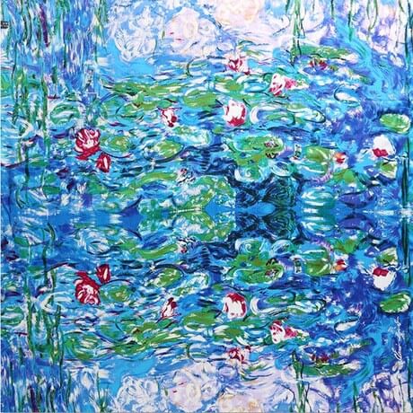 Oil Paint Silk Scarf| Oil Paint Water Lily - Vshine Silk and Shine