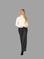 Pure Merino Wool Roll Neck Jumper Off White - Vshine Silk and Shine 