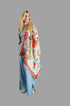 Square 90 cm Women's Mulberry Silk Scarf 14 Momme Silk Twill Beige - Vshine Silk and Shine 