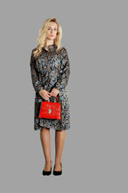 Mulberry Silk Midi Shirt Dress with floral print in Black - Vshine Silk and Shine 