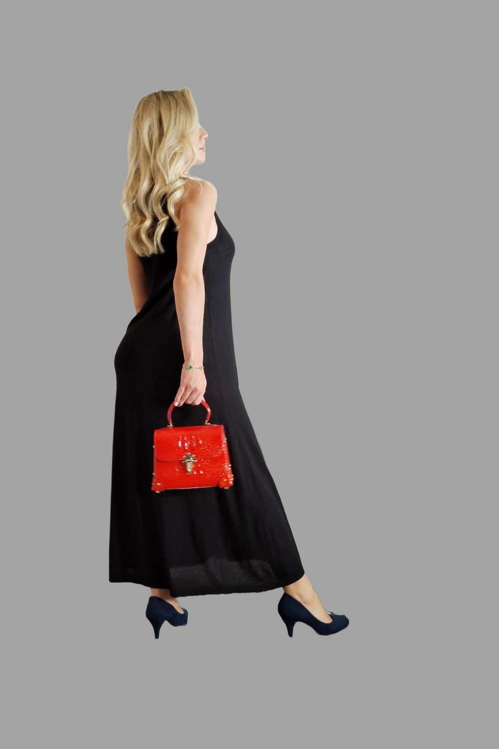 Cashmere Silk Blend Maxi Dress Sleeveless Black