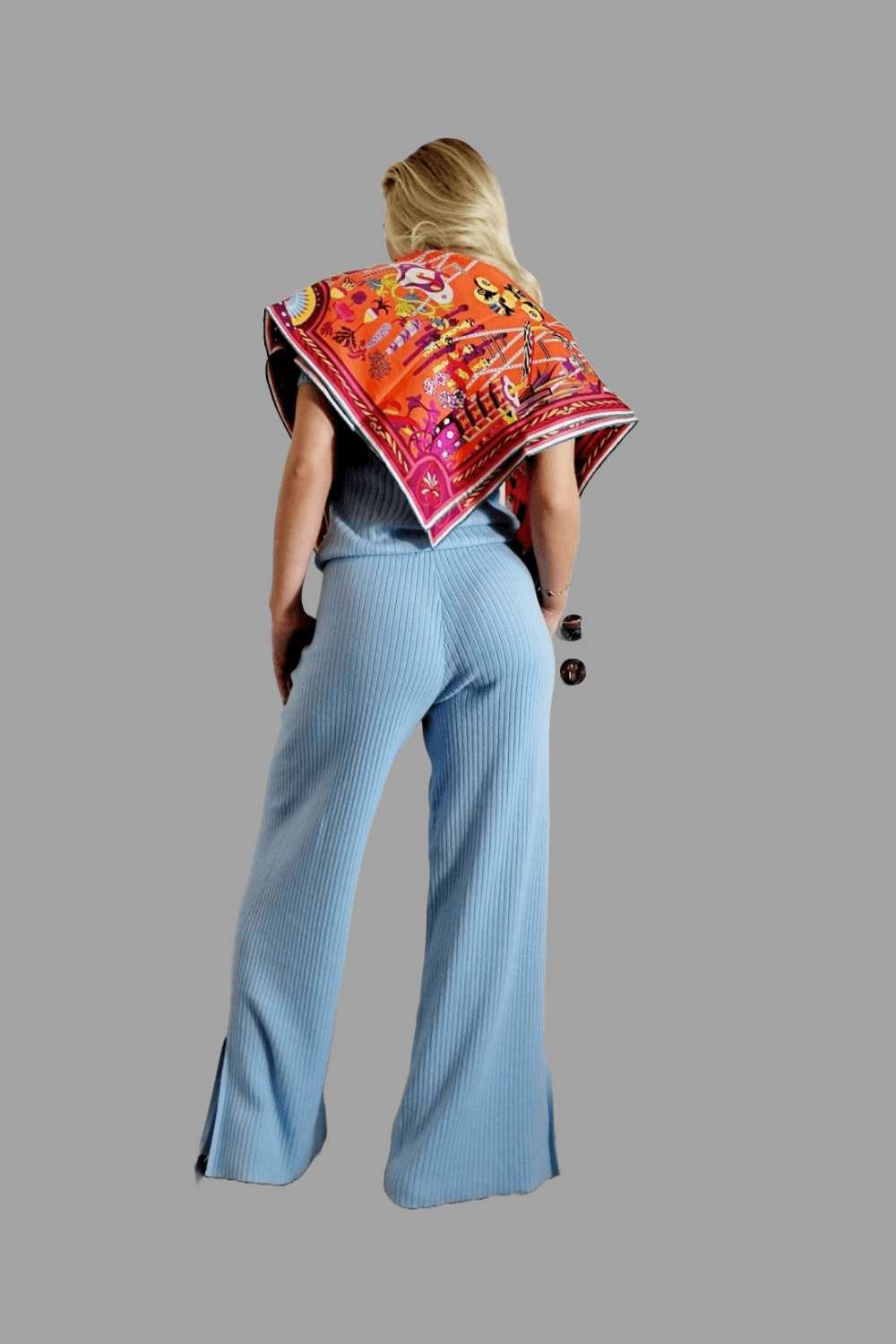 Écharpe carrée en soie sergée pour femme, en soie de mûrier, 90 cm, orange