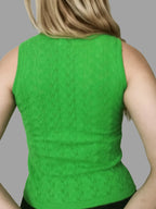 100% Cashmere Women's Knitwear Sleeveless Sweater Cashmere Vest Knitwear Tank Top Vibrant Green - Vshine Silk and Shine 