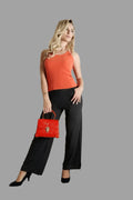 100% Cashmere Women's Knitwear Sleeveless Sweater Cashmere Vest Bright Orange - Vshine Silk and Shine 