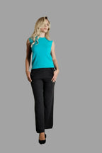 100% Cashmere Women's Knitwear Sleeveless Sweater Cashmere Vest Turquoise Blue - Vshine Silk and Shine 