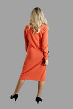 100% Cashmere Women's Knitwear Pure Cashmere Dress Hot Orange - Vshine Silk and Shine 