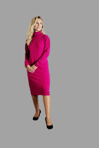 100% Cashmere Women's Knitwear Pure Cashmere Dress Dark Pink - Vshine Silk and Shine 