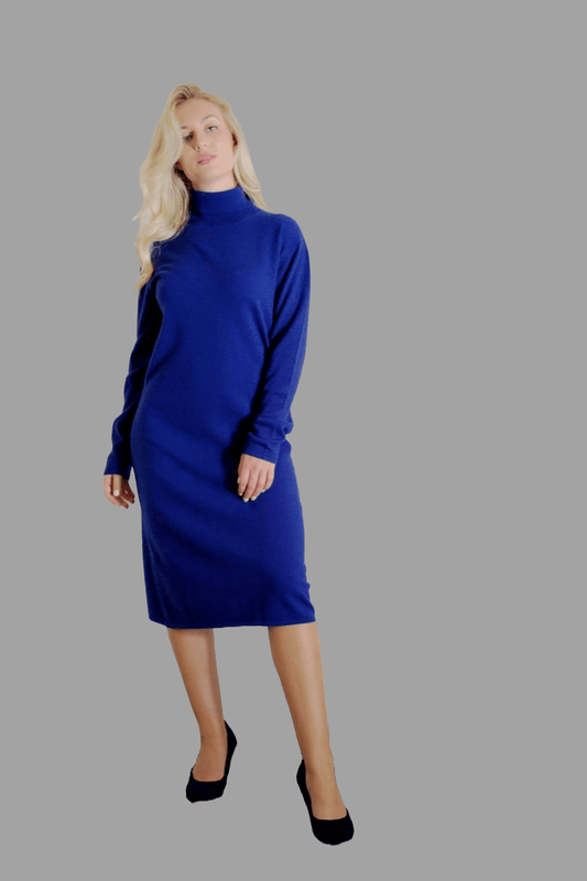 Vshine Silk and Shine Pure Cashmere Dress navy blue