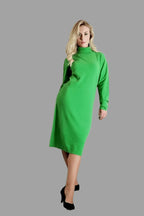 100% Cashmere Women's Knitwear Pure Cashmere Dress Vibrant Green - Vshine Silk and Shine 
