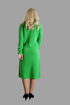 100% Cashmere Women's Knitwear Pure Cashmere Dress Vibrant Green - Vshine Silk and Shine 