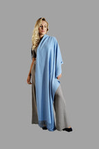 100% Cashmere Shawl Pale Blue - Vshine Silk and Shine 