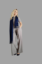 100% Cashmere Scarf in Navy Blue - Vshine Silk and Shine 