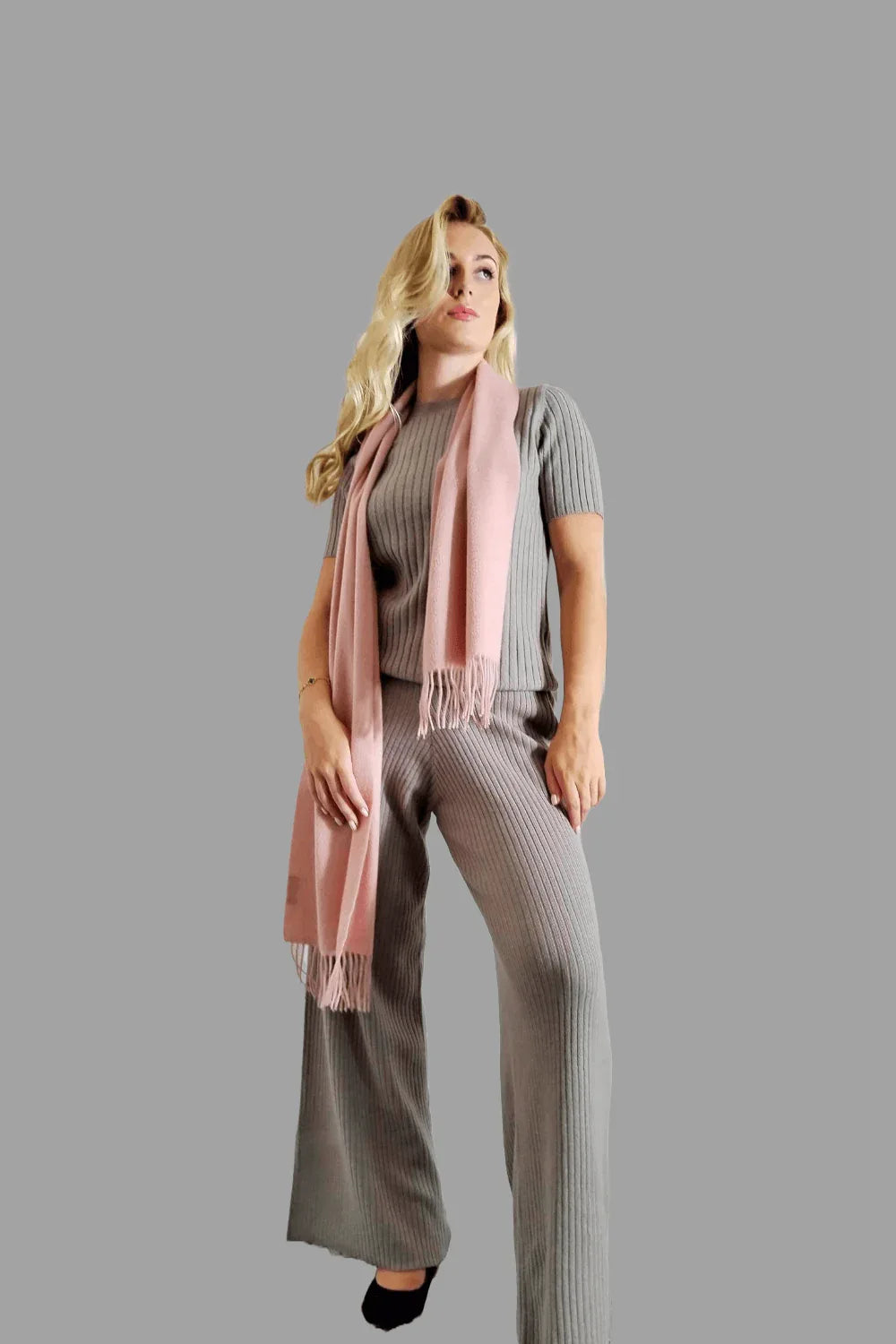 100% Cashmere Scarf in Soft Pink - Vshine Silk and Shine 
