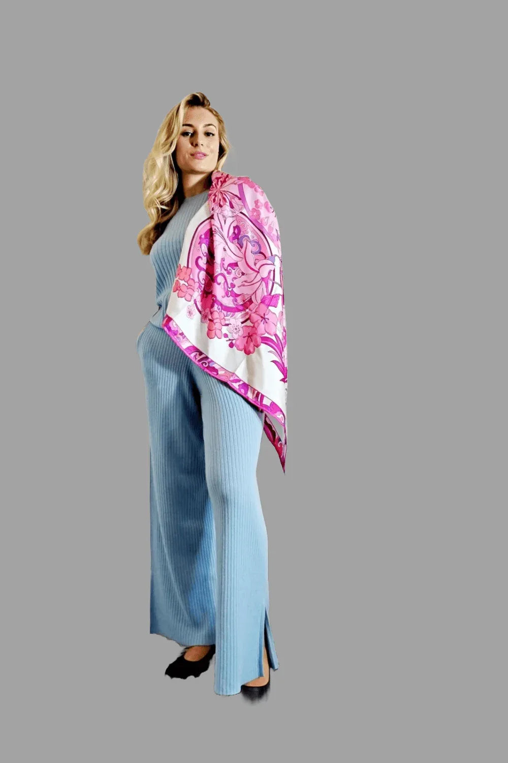 Women's Mulberry Silk Scarf Twill Silk Square 90 cm Women's Mulberry Silk Scarf Light Pink - Vshine Silk and Shine 