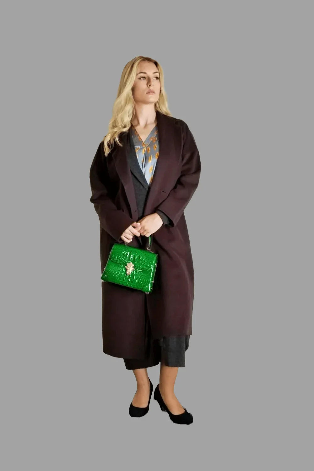 Women Pure Wool Coat in Chocolate colour - Vshine Silk and Shine 