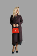 Women Pure Wool Coat in Chocolate colour - Vshine Silk and Shine 