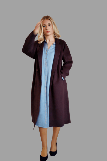 Women Pure Wool Coat in Chocolate colour