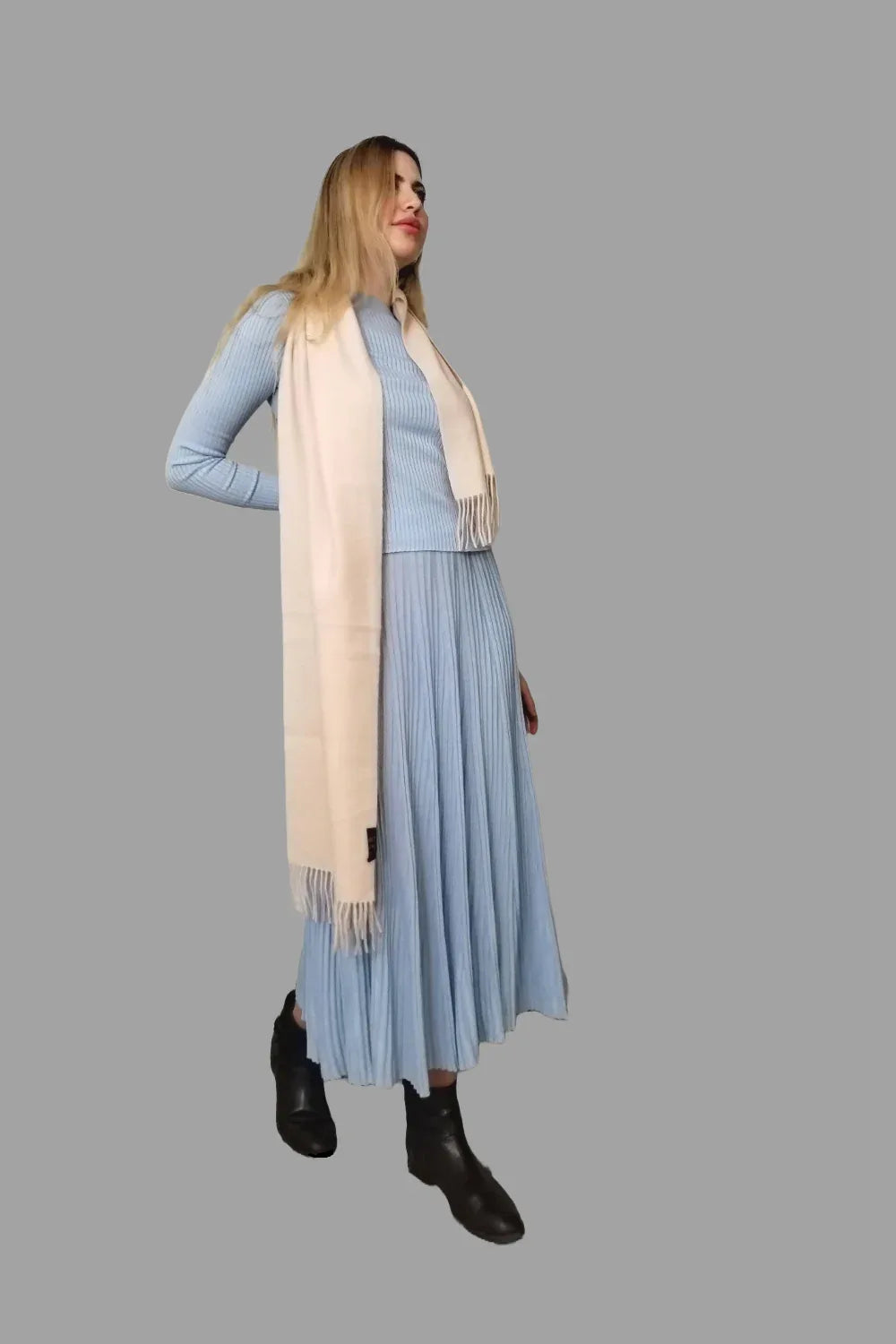 Cashmere Scarf Beige - Vshine Silk and Shine 