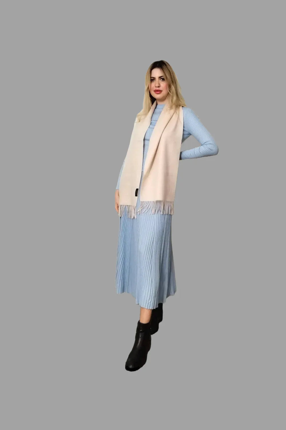 Cashmere Scarf Beige - Vshine Silk and Shine 