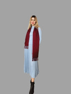100% Cashmere Scarf in Burgundy - Vshine Silk and Shine 