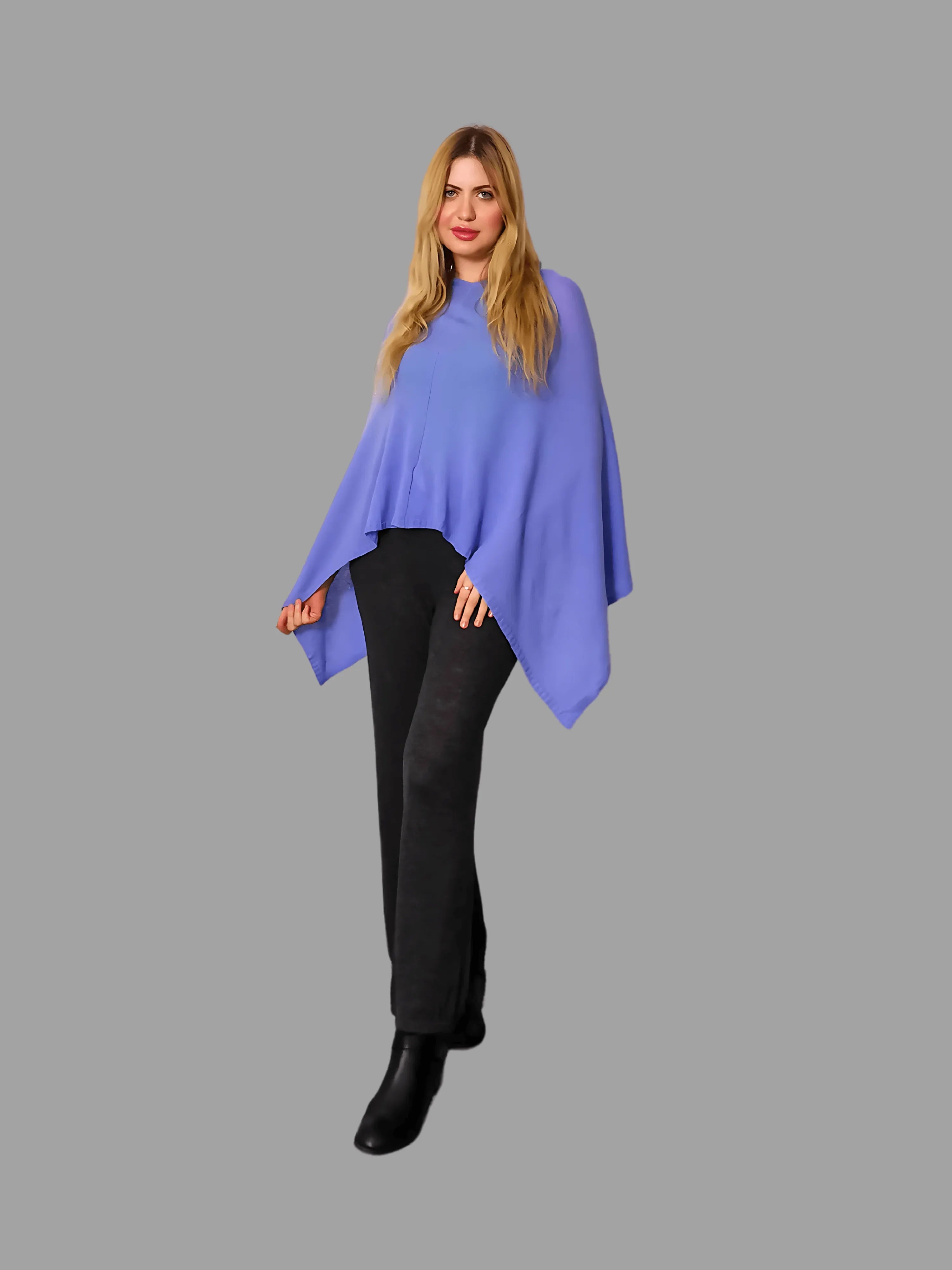 Pure Cashmere Poncho Lilac - Vshine Silk and Shine 