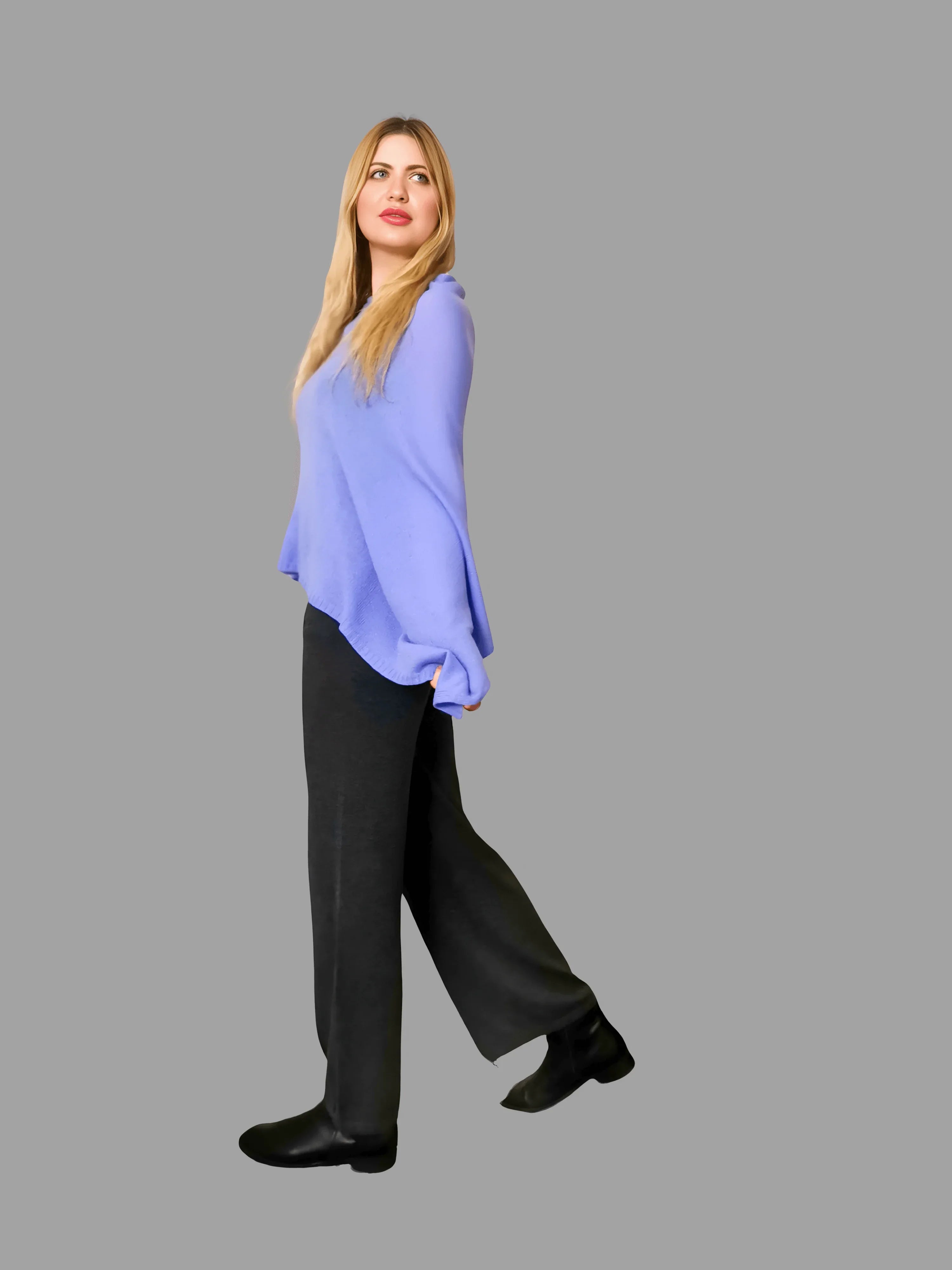 Pure Cashmere Poncho Lilac - Vshine Silk and Shine 