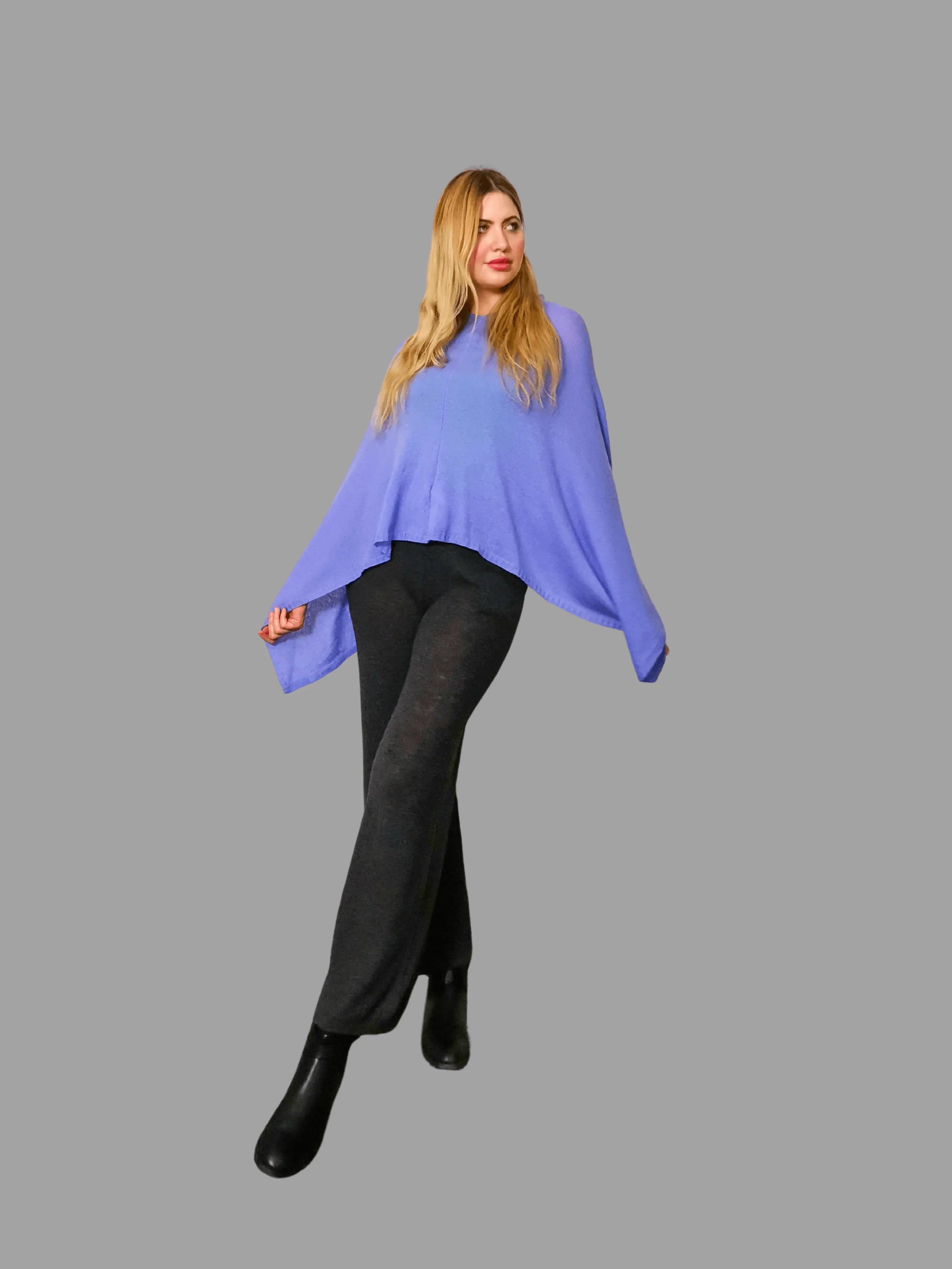 Pure Cashmere Poncho Lilac - Vshine Silk and Shine 