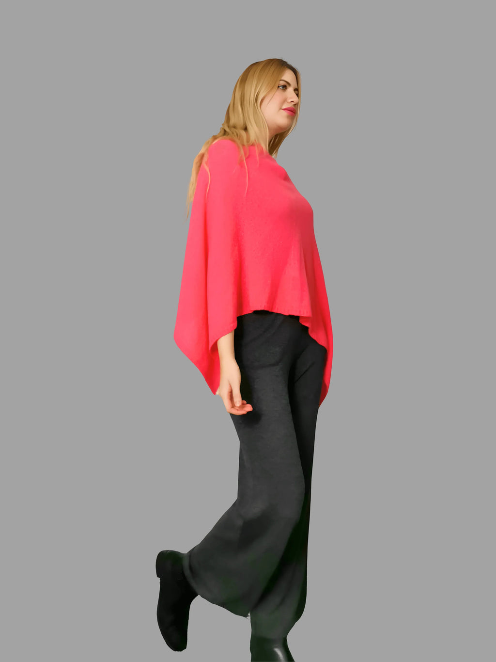 100% Cashmere Poncho in Orange Colour - Vshine Silk and Shine 